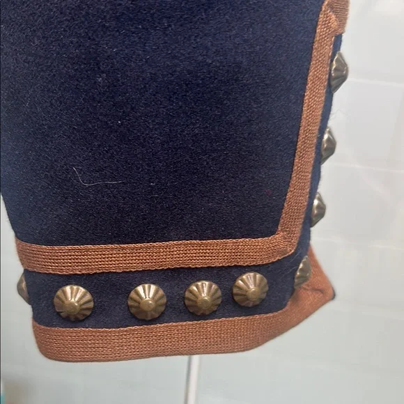 Vintage Double D Ranch Navy and Brown Ornate Trim with Studs Wool Blazer - Picture 4 of 5